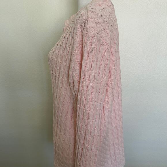 Bedford Fair Cardigan Sweater Cable Knit Pink SZL - Picture 3 of 10